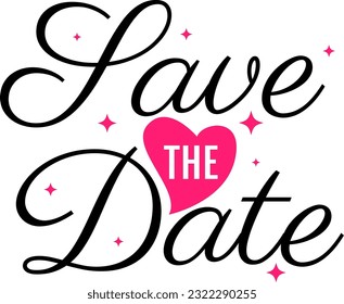 Save the date cute design wedding cursive typography icon label vector