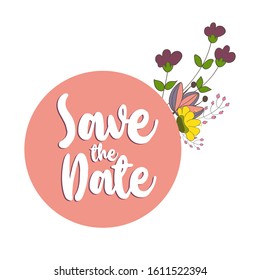 save the date with cute flower ornament vector