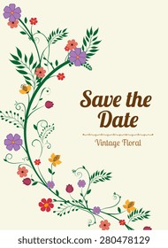 Save the date design over beige background, vector illustration.