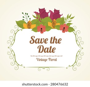 Save the date design over white background, vector illustration.