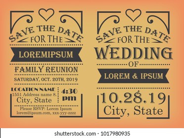 Save the Date design templates for family reunions and weddings