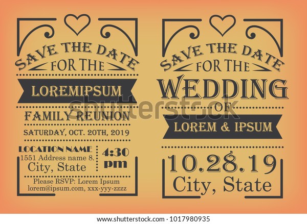 Save Date Design Templates Family Reunions Stock Vector Royalty Free 1017980935