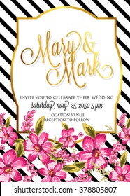  Save the date design. Wedding invitation with flowers.