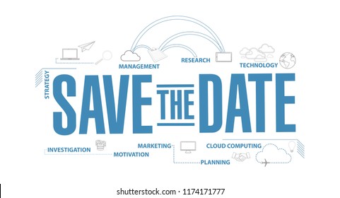 Save the date diagram plan concept isolated over a white background