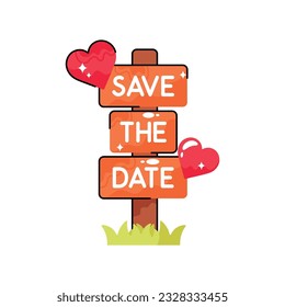 Save the date doodle vector outline Sticker. EPS 10 file