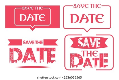 Save the date flat vector illustrations, mark, stamp and Badge