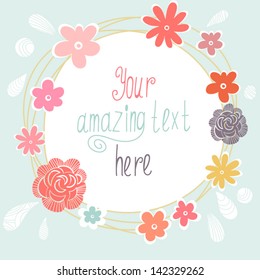 Save the date floral card. Vintage wedding invitation. Summer bright background.