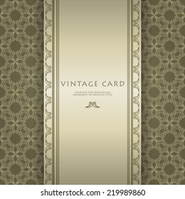 Save the date floral card. Vintage floral wedding invitation. Border frame with twisted curves. Floral luxury ornamental pattern template for design. Vector illustration