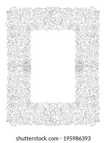 Save the date floral card. Floral wedding invitation. Border frame with flowers. Vector illustration