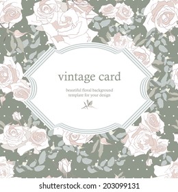 Save the date floral card. Wedding invitation. Border frame with flowers. 