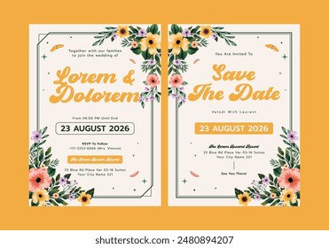 Save the Date With Floral Vintage