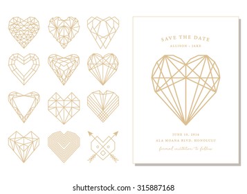 Save The Date Geometric Shapes And Invitation Card