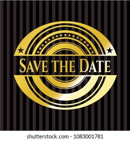  Save the Date gold badge or emblem