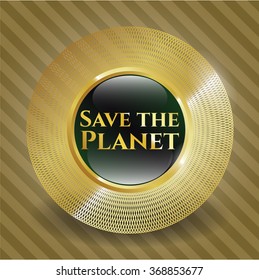 Save the Date gold emblem or badge