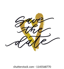 Save the date with gold heart