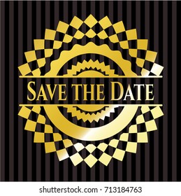 Save the Date golden emblem or badge