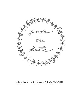 Save The Date Grass Circle Frame Background Vector Image
