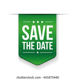 Save the date green ribbon