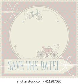 Save the date greeting card with cute bicycles can be used for wedding invitation, greeting card , baby shower and more creative designs.