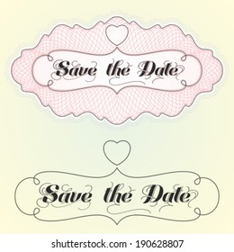 Save the Date. Guilloche frame. Perfect for invitations or announcements. / Stock vector / CMYK color / All lines and color are easy editable.
