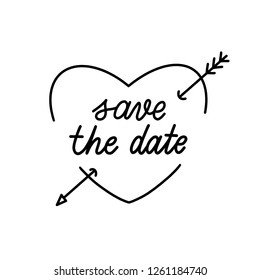 Save the date Hand Drawing gold Vector Lettering design.