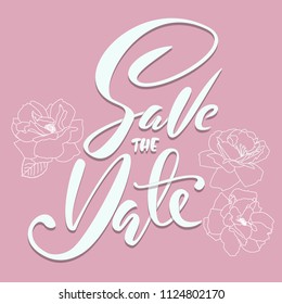 Save the date. Hand drawn brush lettering. Ink illustration. Modern calligraphy phrase. Vector illustration.