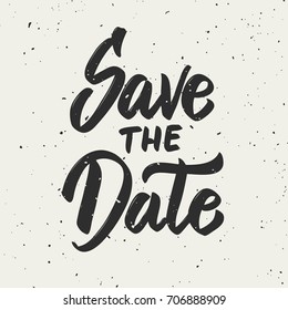 Save the date. Hand drawn lettering in golden style isolated on black background. Design elements for poster, greeting card. Vector illustration