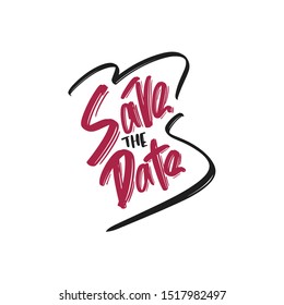 Save the Date hand drawn modern brush lettering text. Vector illustration logo for webpage, print and advertising