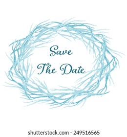 Save The Date hand drawn watercolor card, eps10