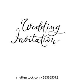 Save the date hand lettering card, wedding invitation with modern calligraphy inscription. Vector Illustration