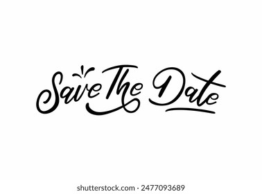 Save The Date hand lettering vector handwritten calligraphy composition