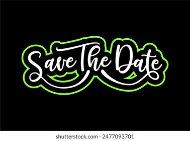 Save The Date hand lettering vector handwritten calligraphy composition