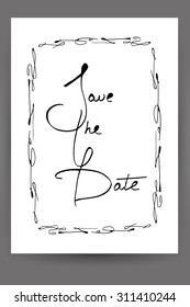 Save the date hand lettering. Vector graphic.