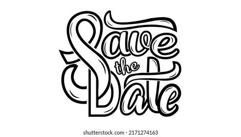 Guarde la fecha dibujada a mano en un estilo moderno de caligrafía. Grabación de texto para tarjetas de boda. Caligrafía de pincel de una frase de color. Vector aislado en fondo blanco