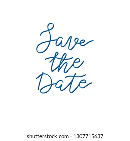 Save the date handwritten phrase, calligraphy font vector illustration