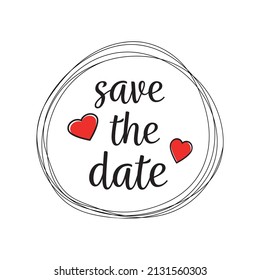 Save the date - Heart icons and text 