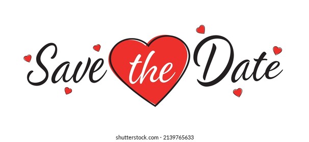 Save the Date - Heart icons and text 