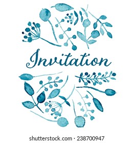 Save the date for holiday. Watercolor hand drawn wedding invitation. Vector image eps10 