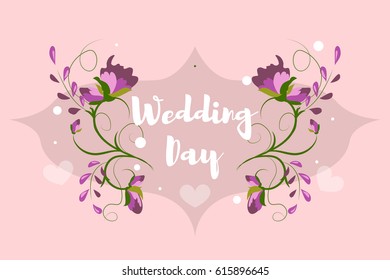 
Save date illustration, wedding day. Flat, doodle, flower arrangement of stylized flowers. Vector illustration
