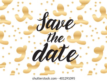 Save the date inscription. Greeting card with calligraphy. Hand drawn lettering design. Photo overlay. Typography for banner, poster or apparel design. Vector typography.