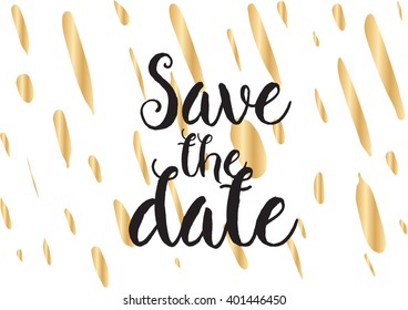 Save the date inscription. Greeting card with calligraphy. Hand drawn lettering design. Photo overlay. Typography for banner, poster or apparel design. Vector typography.