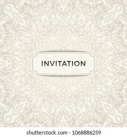Save The Date invitation card design in henna tattoo style. Decorative mandala for print, poster,  cover, brochure, flyer, banner.