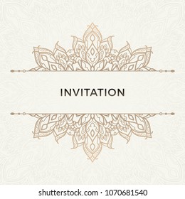 Save The Date invitation card design in henna tattoo style. Decorative mandala for print, poster,  cover, brochure, flyer, banner.