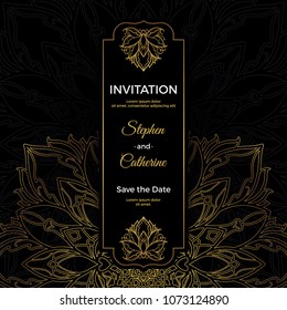 Save The Date invitation card design in henna tattoo style. Decorative mandala for print, poster,  cover, brochure, flyer, banner.