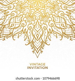 Save The Date invitation card design in henna tattoo style. Decorative mandala for print, poster,  cover, brochure, flyer, banner.