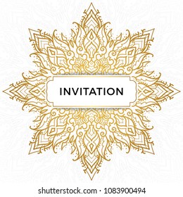 Save The Date invitation card design in henna tattoo style. Decorative mandala for print, poster,  cover, brochure, flyer, banner.