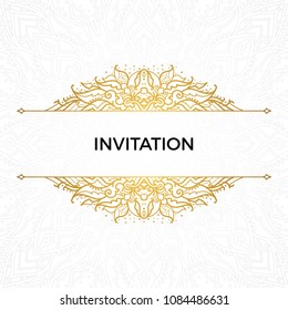 Save The Date invitation card design in henna tattoo style. Decorative mandala for print, poster,  cover, brochure, flyer, banner.