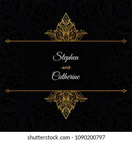 Save The Date invitation card design in henna tattoo style. Decorative mandala for print, poster,  cover, brochure, flyer, banner.