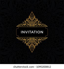 Save The Date invitation card design in henna tattoo style. Decorative mandala for print, poster,  cover, brochure, flyer, banner.