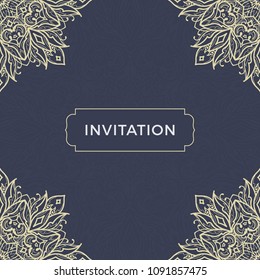 Save The Date invitation card design in henna tattoo style. Decorative mandala for print, poster,  cover, brochure, flyer, banner.